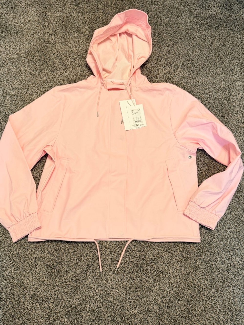 NWT RAINS Candy Soft Pink Rain Jacket Coat Women's Size S New String W jacket W3